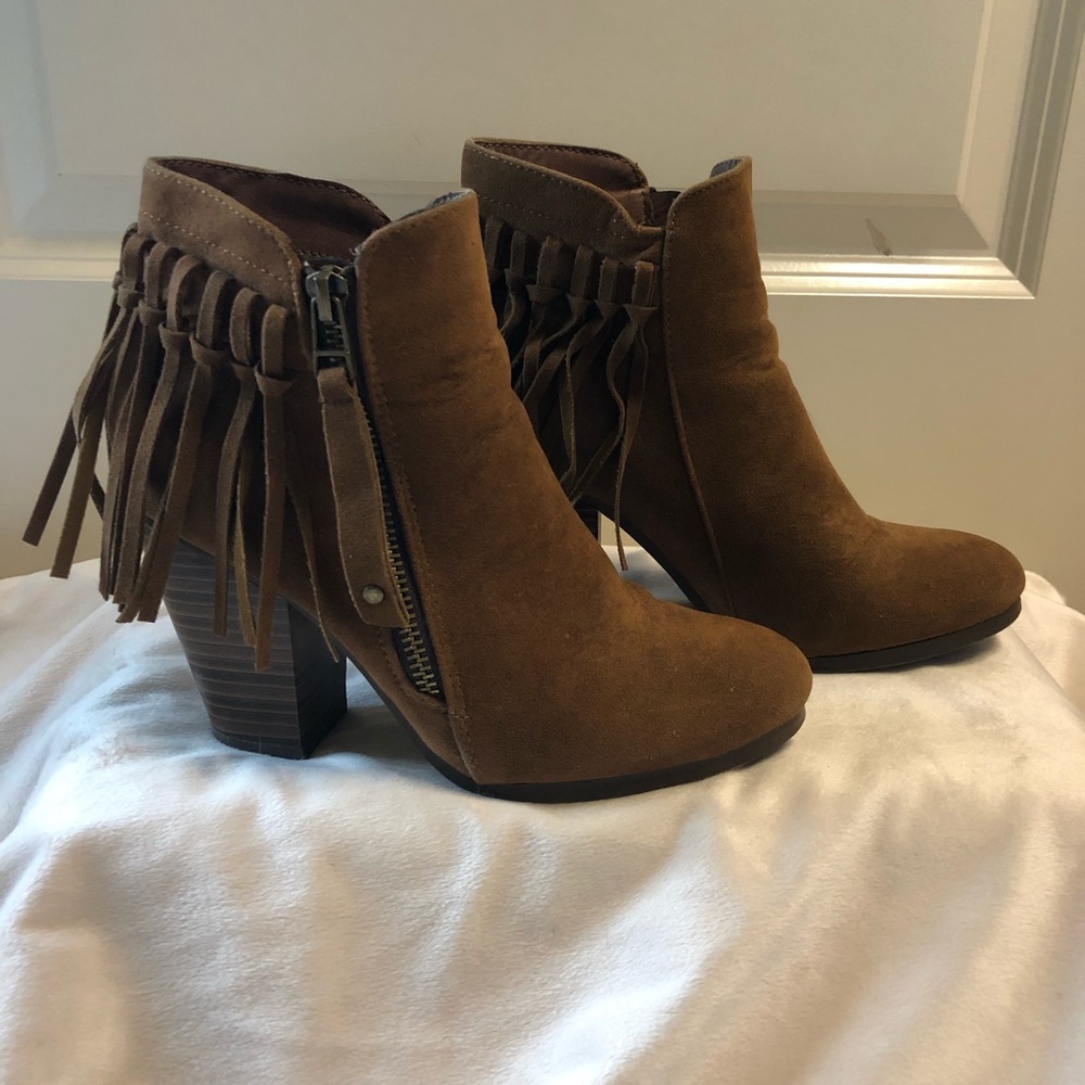 Brown Fringe Booties